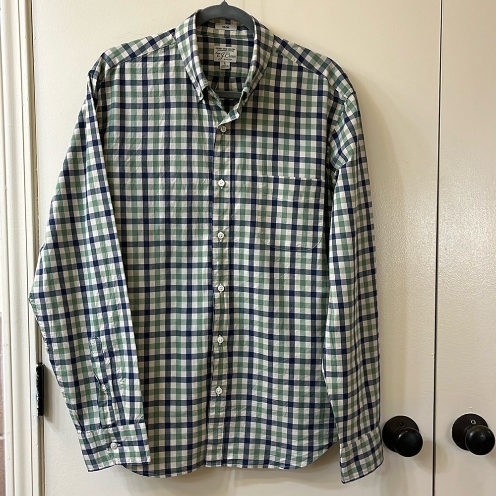 J. Crew Secret Wash Organic Cotton Slim Shirt Large